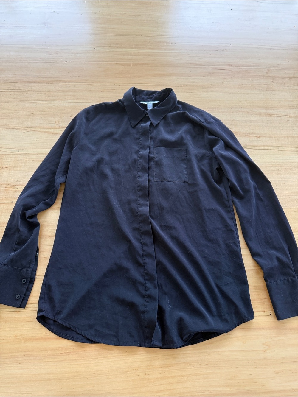 Nine West Black Long-Sleeve Button-Up Shirt, S
